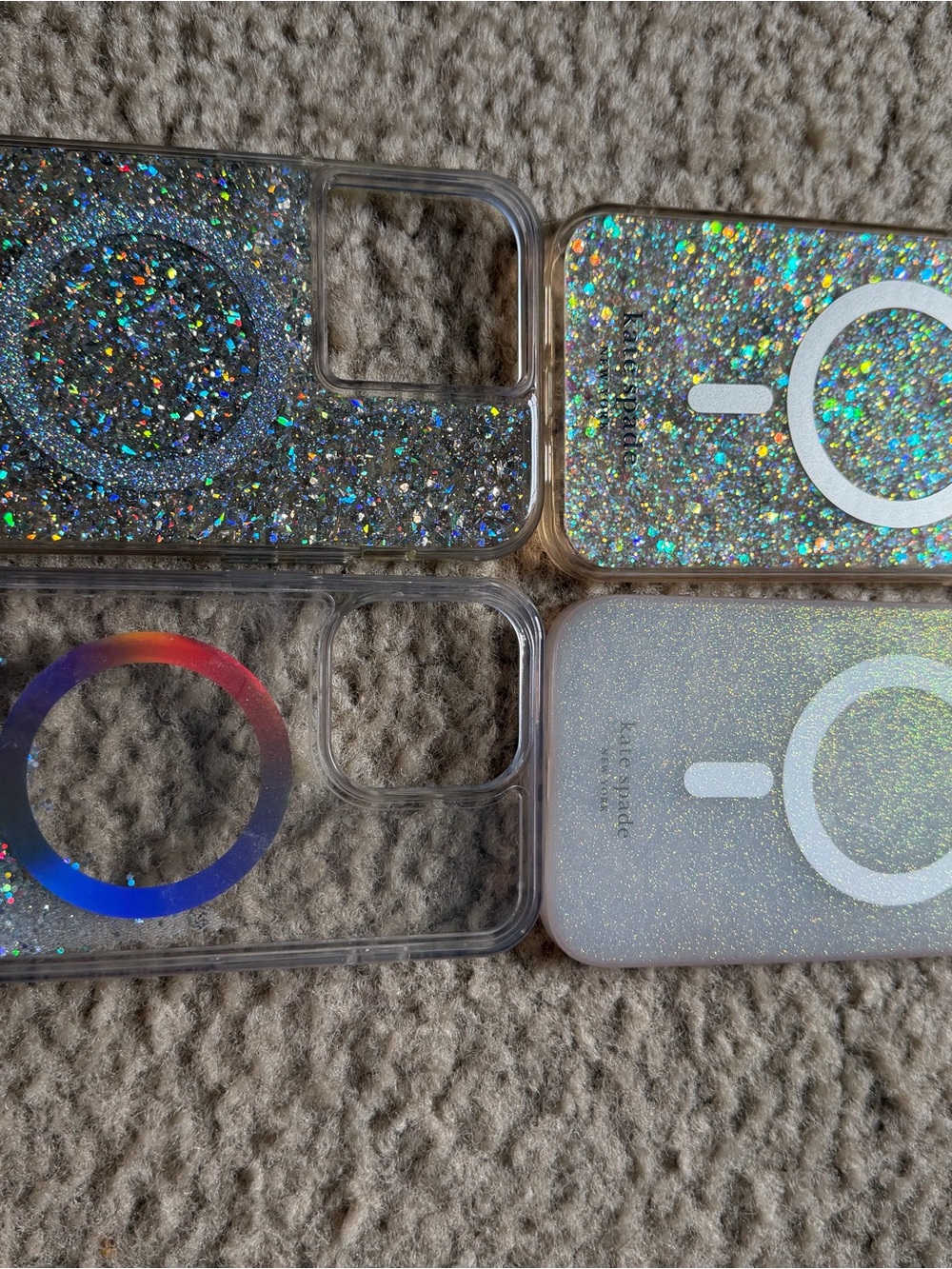 Glitter MagSafe-Compatible Clear iPhone 15 pro max Case - Silver Sparkle
